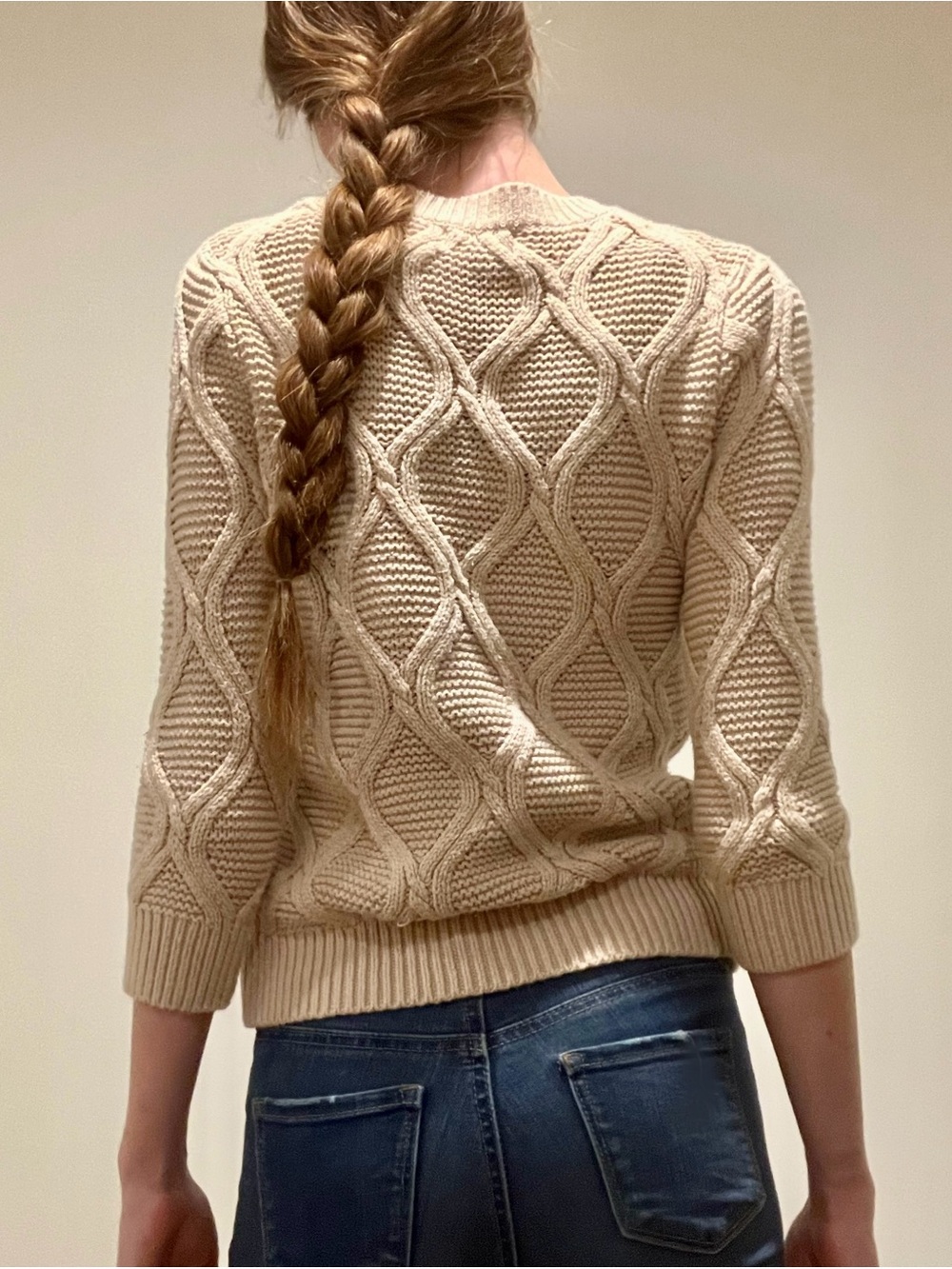 Old Navy Cream Cable-Knit Scoop-Neck Sweater